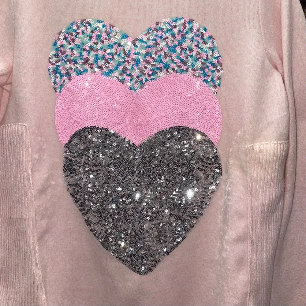 Colortree Kids Glitter Heart Sweater - Pink, Size M Girls.